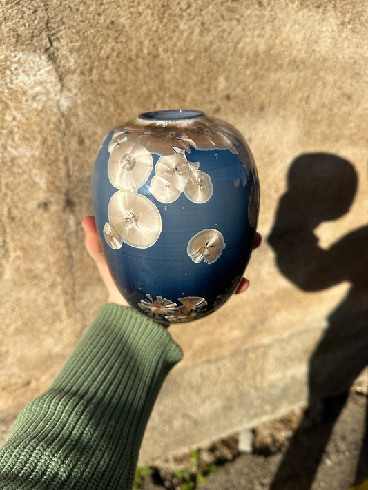 Porcelain vase with crystalline glaze - Vaas met kristalglazuren
